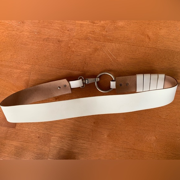 Leather Belt White. Wide with studs. Burning Man European Brand Sandwich.Boho. main image 6
